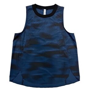 Athleta Zephyr Tank Blue Camo‎ Sleeveless Workout Top Large